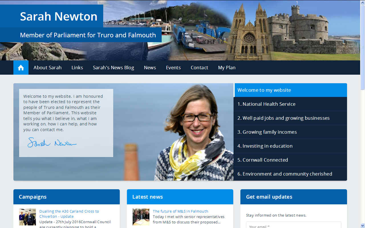 Sarah Newton MP for Truro and Falmouth