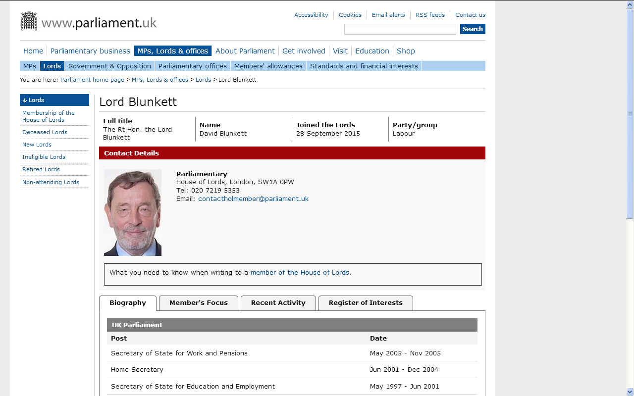 House of Lords Blunkett parliament UK British Eugenics concentration camps