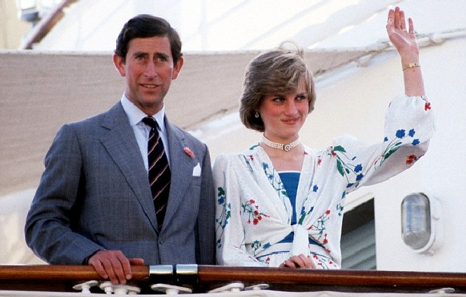 Charles and Diana aboard the Royal Yacht Britannia