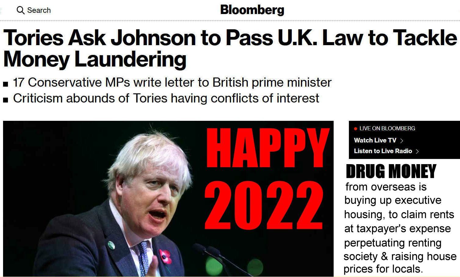 HAPPY 2022 from Boris Johnson;s utterly corrupt party